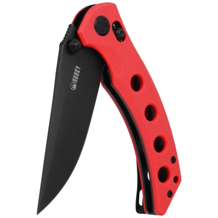 Kubey Hound Knife Red G10, Blackwashed 14C28N by Maksim Tkachuk (KU172E)