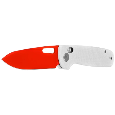 Kubey Bluff Knife White G10, Red14C28N by Garet Caronna (KU248B)