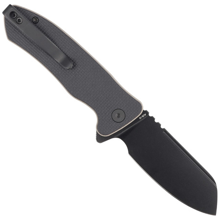 Kubey Creon Knife Black/Tan G10, Blackwashed AUS-10 (KU336F)