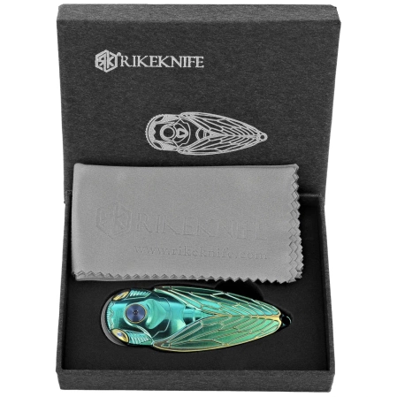 Nóż składany Rike Knife RK Cicada-GG Green / Gold Titanium, Bead Blasted M390