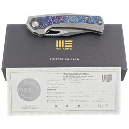 WeKnife Nefaris LE No 057/260 Gray/Flamed Titanium, Hand Rubbed Satin CPM 20CV (WE22040FA-1)