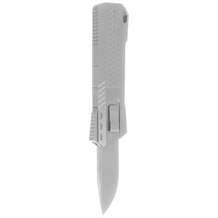 Remette Sharp Leopard Gravity Knife Gray Titanium, Hand Grinding Pearlescent M390 (RTSLA)