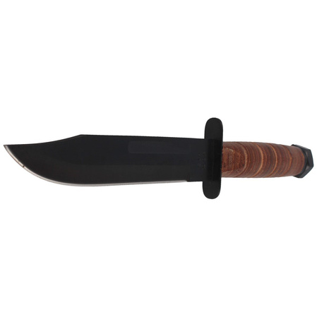 Herbertz CJH Knife Ka-Bar Style Brown Leather, Black S45C (101018)
