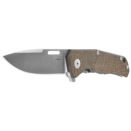 LionSteel Q4ttro Knife Green Burlap Micarta/Titanium, Satin MagnaCut by Molletta (Q4 BGR)