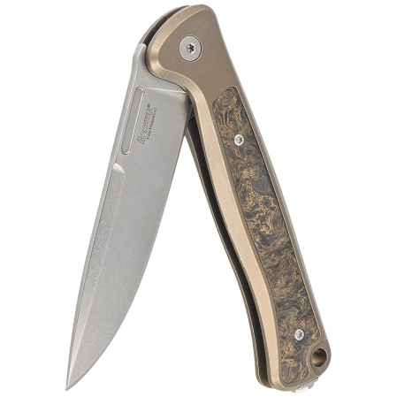 LionSteel Skinny Knife Bronze Titanium/Gold Dark Matter Carbon Fiber, Stonewashed MagnaCut by Molletta (SK01 BR)