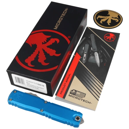 Nóż automatyczny OTF Microtech Ultratech Gen IV S/E Blue Aluminium, Apocalyptic M390MK by Tony Marfione (11214-10APBL)