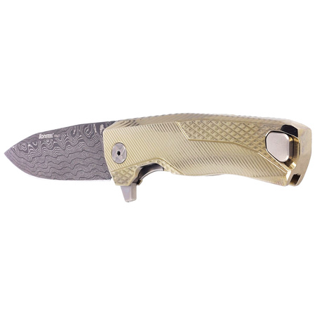 LionSteel ROK Knife Gold Titanium, Chad Nichols Scrambled Damascus (ROK DD GL)