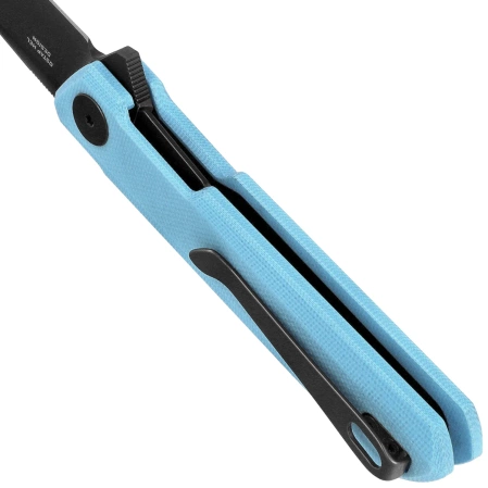 Bestechman Mini Dundee Tiffany Blue G10, Grey PVD D2 by Ostap Hel knife (BMK03L)