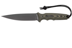 Spartan Blades Harsey Clandestina Knife Camo Linen Micarta, Black PVD MagnaCut by William W. Harsey (SB57BKCMKYBK)