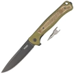 LionSteel Skinny Knife Green Aluminum/Green Canvas Micarta, Old Black MagnaCut by Molletta (SK01A GB)
