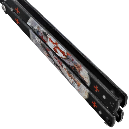 Nóż motylek Martinez Albainox Balisong Black Templar 3D Design Steel, Black 3Cr13Mov (02269)