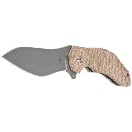Fox Flipper Knife Natural Micarta, Acid Stonewashed N690Co by Jens Ansø (FX-302 MIN)