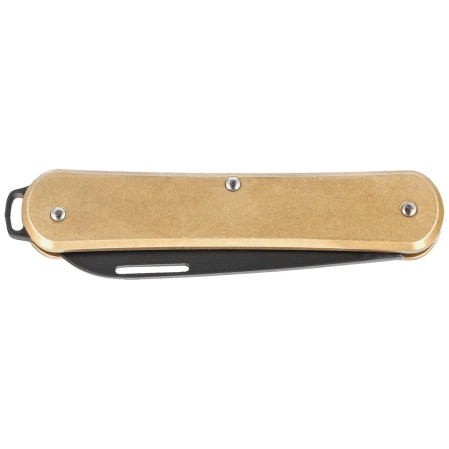 Fox Vulpis Brass, Black Top Shield M390 Pocket Knife (FX-VP130 OTB)