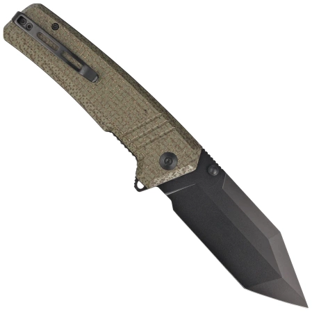 Nóż składany Civivi Bhaltair Green Burlap Micarta, Black 14C28N (C23024-3)