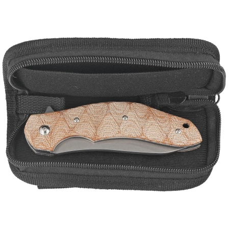 Fox Flipper Knife Natural Micarta, Acid Stonewashed N690Co by Jens Ansø (FX-302 MIN)