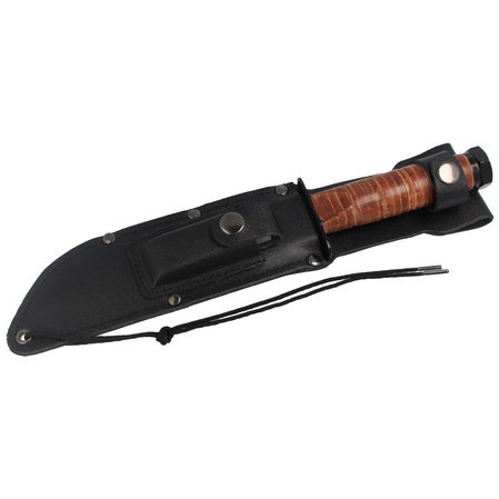 Herbertz CJH Knife Ka-Bar Style Brown Leather, Black S45C (101018)