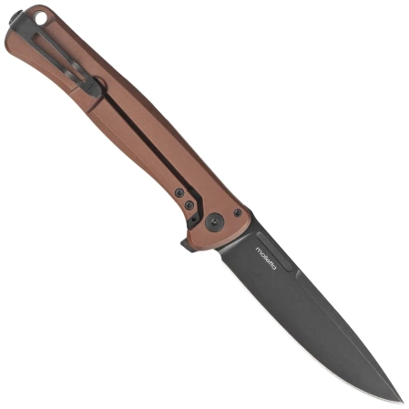LionSteel Skinny Knife Earth Aluminum/Natural Canvas Micarta, Old Black MagnaCut by Molletta (SK01A EB)