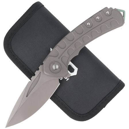 Bestech Buwaya Grey Titanium, Dark Bead Blast Stonewashed M390 by Kombou Knife (BT2203B)