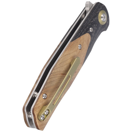 Nóż składany Bestech Ascot Black Carbon Fiber/G10 Lightburl Wood, Satin 14C28N (BG19D)