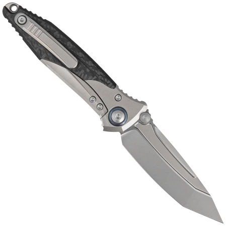 Nóż składany Microtech Socom Bravo Mini T/E Titanium/Carbon Fiber, Blue HW, Bead Blasted M390 by Tony Marfione (261M-7CFTI)