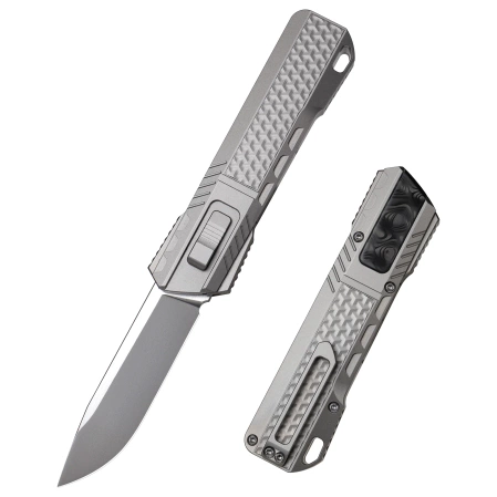 Remette RT-Sharp Leopard Knife Titanium, Manual Fine Grinding Pearlescent/Manual Wire Drawing M390 (ZL301E)