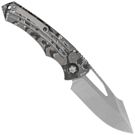 Heretic Knife Pariah Manual White Camo Carbon Fiber, Stonewashed MagnaCut by Tony Marfione Jr.