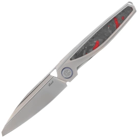 Nóż składany Rike Knife Baidi S Titanium/Red Carbon Fiber, Bead Blasted M390 (RK-Baidi-S-P/RCF)