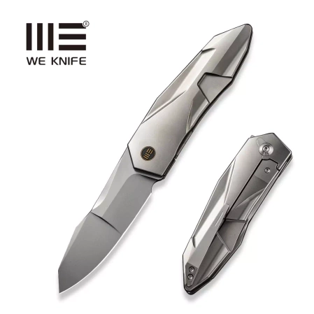 WE Knife Solid Polished Bead Blasted Titanium, Polished Bead Blasted CPM 20CV by Gustavo T. Cecchini (WE22028-2)