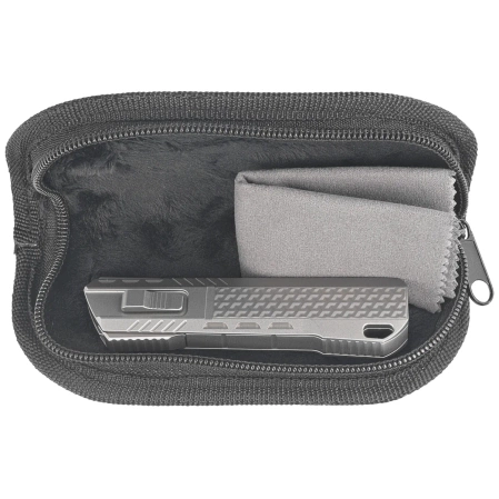 Remette Sharp Leopard Gravity Knife Gray Titanium, Hand Grinding Pearlescent M390 (RTSLA)