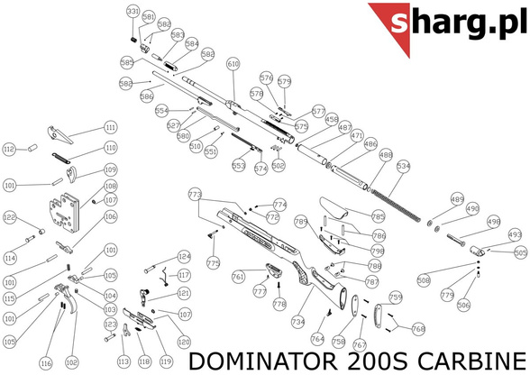 Stock rear screw for Hatsan MOD 33-155, Dominator 200, Striker, Proxima (778)