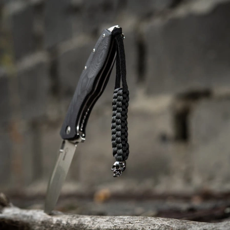 M-Tac knife lanyard Cuboid Skull Black/Grey paracord (TMLCS-BKGR)