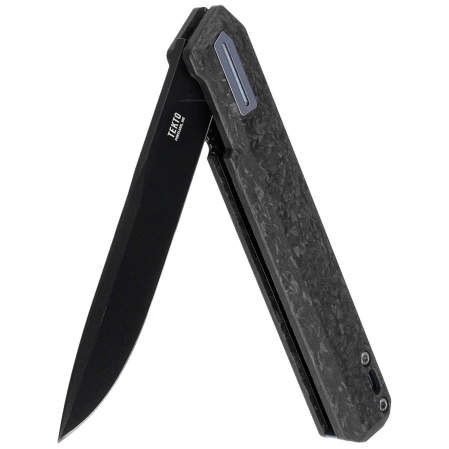 Nóż składany Tekto F2 Bravo Black Forged Carbon Fiber, Blue HW/Clip, Black D2
