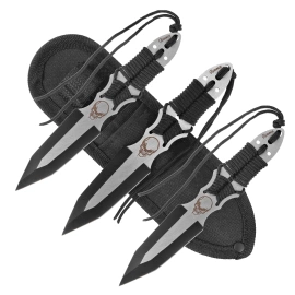 Noże do rzucania Martinez Albainox Skull Set 3 szt Black Paracord, Black 3Cr13Mov (32344)