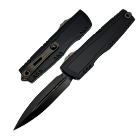 Microtech Luminary ZBP D/E Signature OTF Knife Black Aluminum, Black DLC M390MK by Tony Marfione (1270-1DLCS-Z23)
