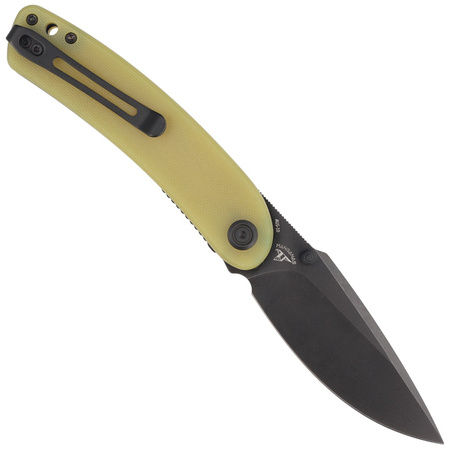 Kubey Knife Momentum Yellow G10, Dark Stonewashed AUS-10 by Sherif Manganas (KU344F)