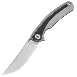 Nóż składany Bestech Sambac Grey Titanium / Marbled Carbon Fiber, Stonewashed / Satin MagnaCut by Ostap Hel (BT2402C)