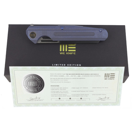 Nóż składany WE Knife Reiver LE No 044/260 Blue Titanium, Black Stonewashed CPM S35VN (WE16020-4)