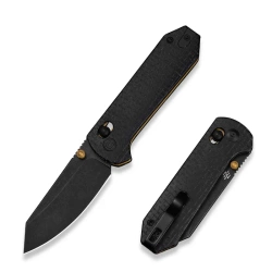 Civivi Yonder Knife Black Burlap Micarta, Black Stonewashed 14C28N by Zac Whitmore (C23073B-2)