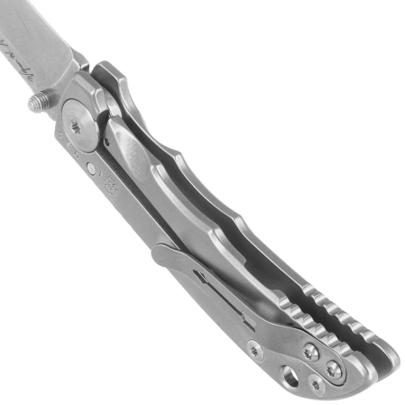 Spartan Blades Harsey Folder 3.25 Gray Titanium, Gray HW, Stonewashed MagnaCut by William W. Harsey (SF10SW)