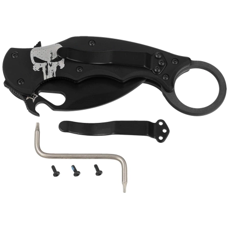 Nóż składany Fox The Skull Karambit Black Aluminium, Black N690Co (FX-599 ALB-4)