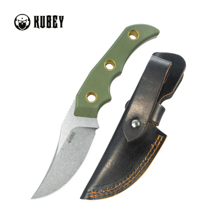 Nóż Kubey Blade Hunter Green G10, Beadblasted 14C28N by Mikkel Willumsen (KU375C)