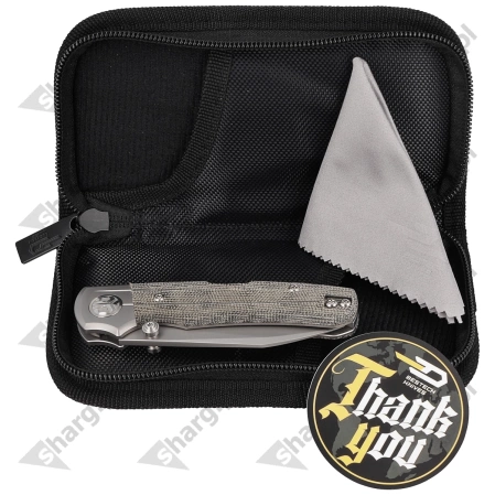 Nóż składany Bestech Tonic Grey Titanium/Black Canvas Micarta, Bead Blast Stonewashed M390 by Colin Maisonpierre (BT2204A)