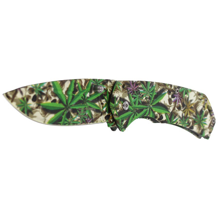 Nóż składany Herbertz CJH nadruk 3D Czaszki/Liście Konopi, Colorful 420 (581712)