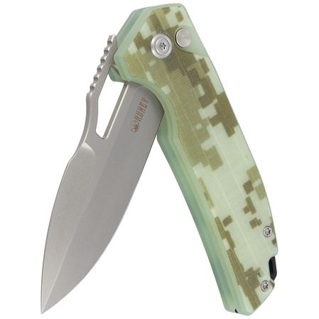 Kubey Knife RDF Camo G10, Bead Blasted AUS-10 by HYDRA Design (KU316C)