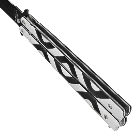 Third Decor Habitat Balisong Grey/Black Aluminum, Black Butterfly Knife (12313)