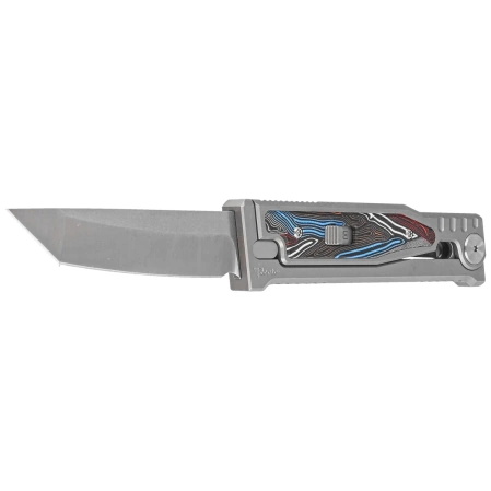 Nóż grawitacyjny Reate EXO-M OTF Gravity T/E Bead Blasted Titanium/Damascus MultiColor G10, Satin Elmax