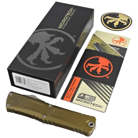 Microtech Combat Troodon Gen III Interceptor OTF Knife OD Green Aluminum, Apocalyptic M390MK by Tony Marfione (1217-10APODS)