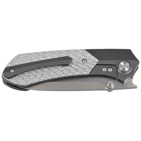 Remette RT-Meteor Knife Black Titanium/Gray Carbon Fiber, Pearlescent M390 (RTPT-B)