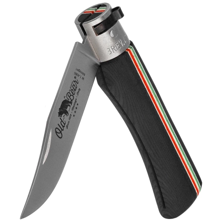 Antonini Old Bear World Italy L Knife Laminated Black Wood, Satin W.1.4060 Nitrogen (9307/21_MTK)