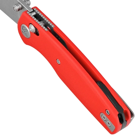 Kubey Breeze Knife Red G10, Stonewashed 14C28N by Caleb Waldman (KU288B)